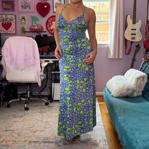 Vintage 90s funky retro print maxi dress